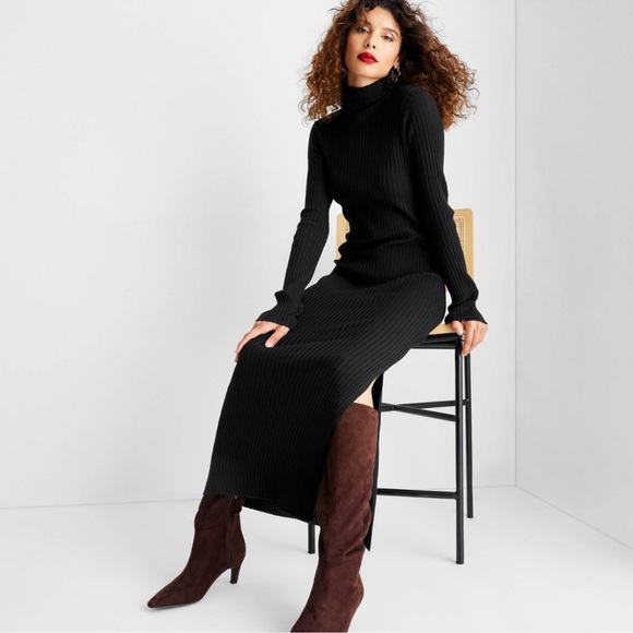 Women's Long Sleeve Ribbed Maxi Dress - Future Collective Black - Picture 2 of 3